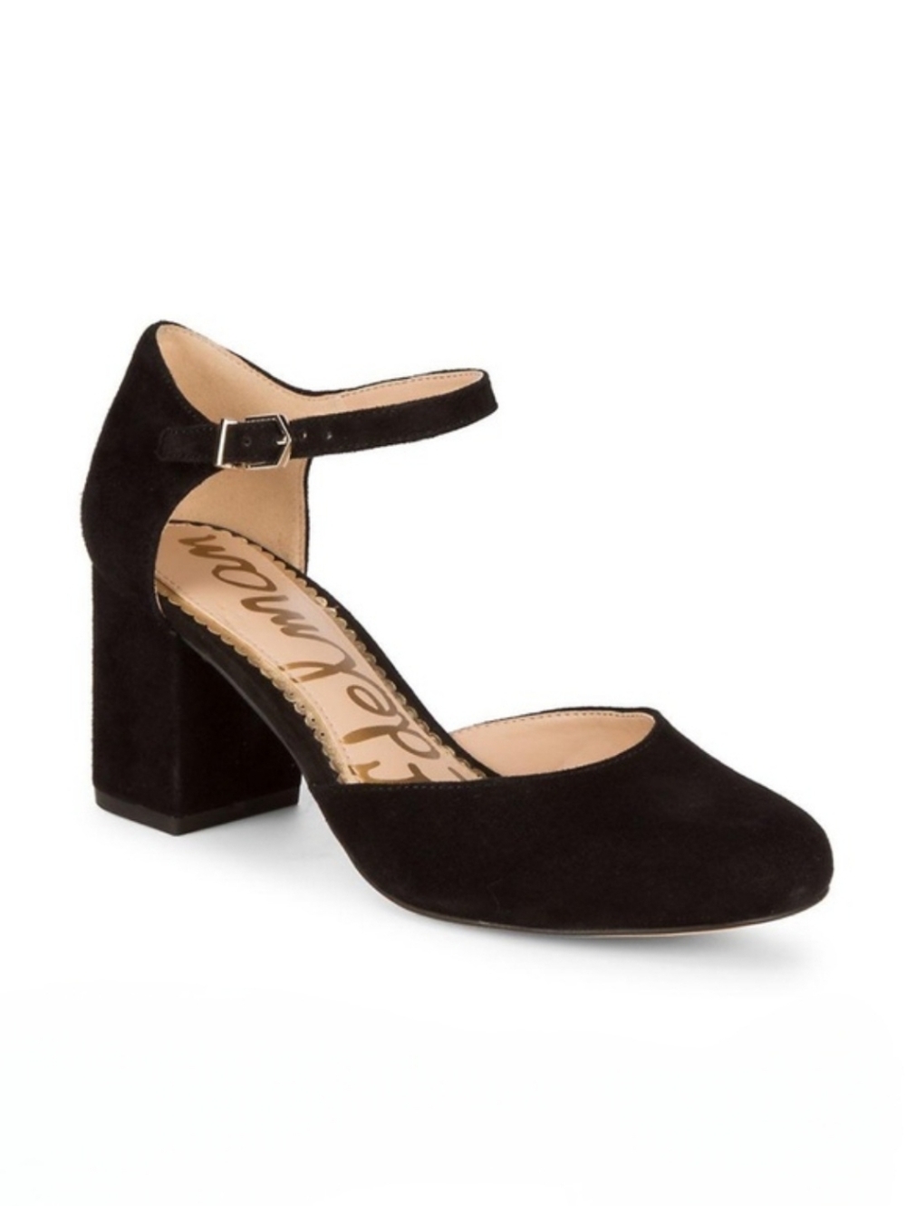 SAM EDELMAN Clover Black Mary Jane Suede Leather Heel Size 9.5